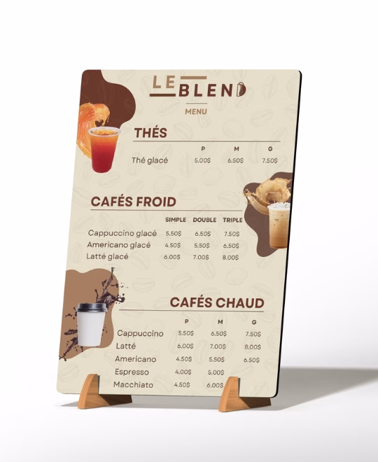 Création de menu , branding cohérent avec le logo (projet K&D)